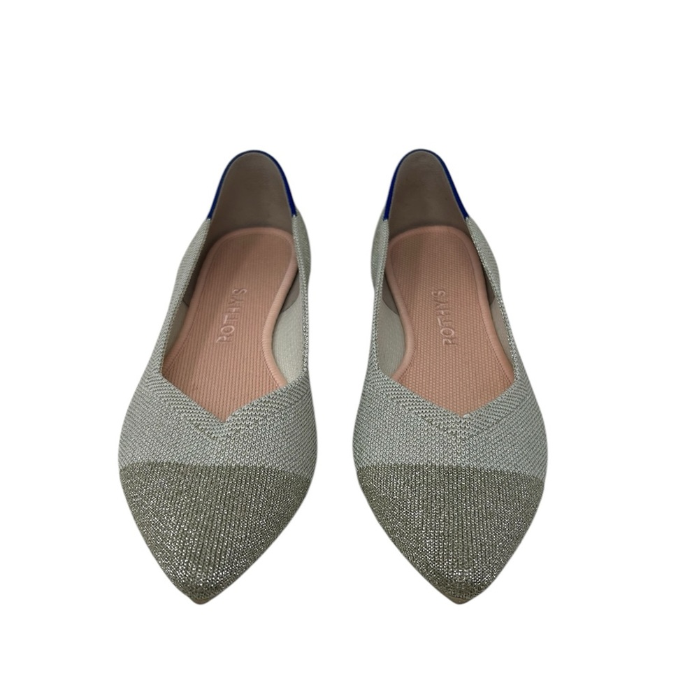 Rothy's The Point Diamond Silver Metallic Flats